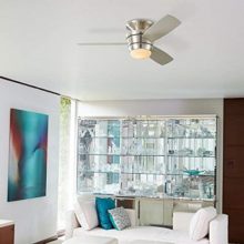 Harbor Breeze Mazon 44-in Brushed Nickel Flush Mount Indoor Ceiling Fan with Light Kit and Remote