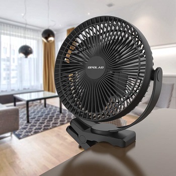 OPOLAR 10000mAh 8-Inch Rechargeable Battery Operated Clip on Fan, 4 Speeds Fast Air Circulating USB Fan